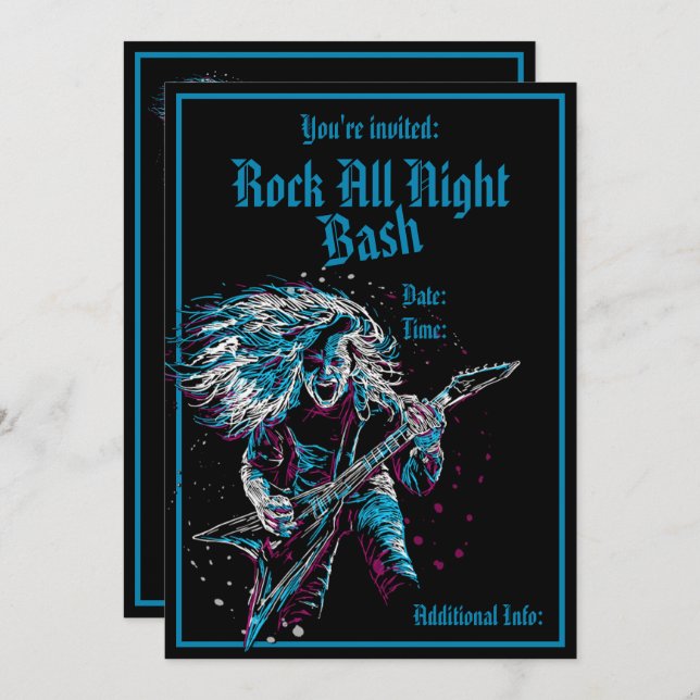 Rock On Heavy Metal Invitation (Front/Back)