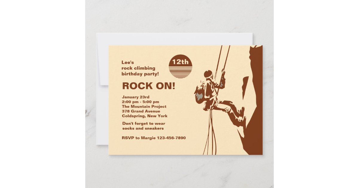 Rock On Mountain Climbing Invitation Zazzle