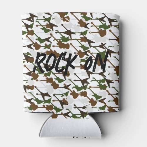 Rock On Music Guitars Camouflage Design Pattern  Can Cooler