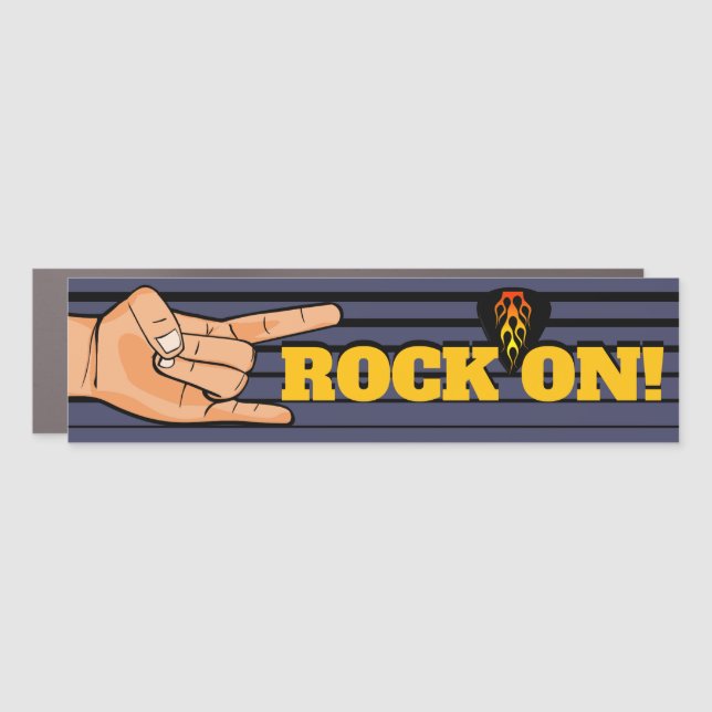 Rock On! Rock and Roll Music Car Magnet (Front)