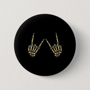 Rock On Rock And Roll Skeleton Hands - For Concert Button