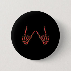 Rock On Rock And Roll Skeleton Hands - For Concert Button