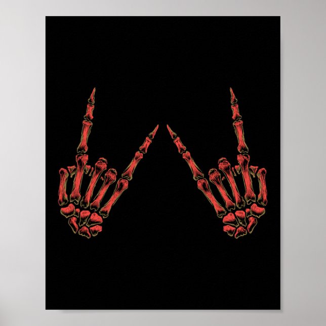 Rock On Rock And Roll Skeleton Hands - For Concert Poster (Front)