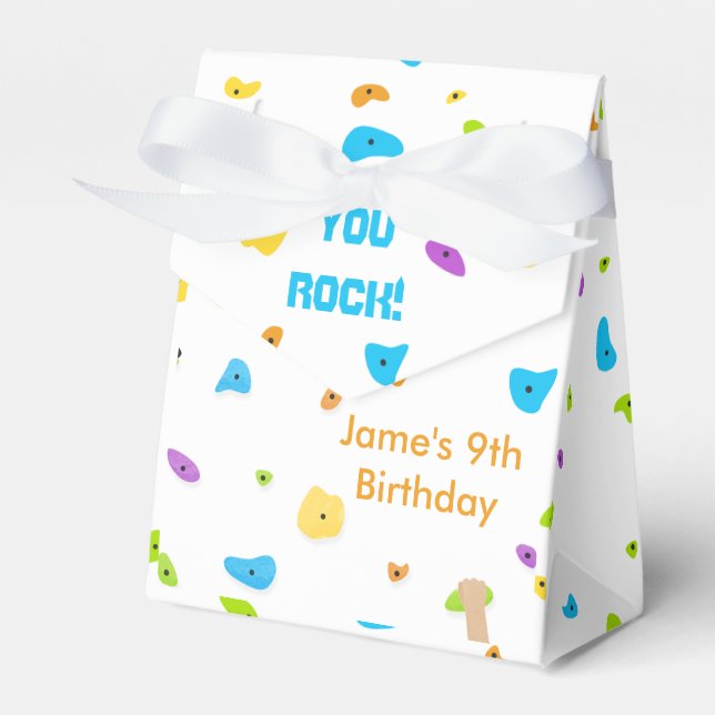 Rock on Rock Climbing Birthday Party Favor Boxes (Front Side)