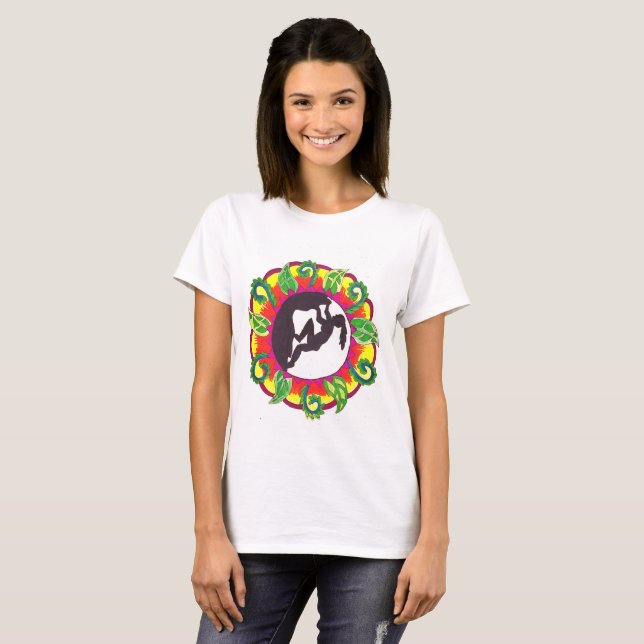 Rock On! Rock Climbing Zen Girl T-Shirt (Front Full)
