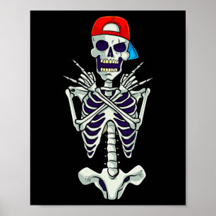 Rock On Rocker Skeleton Hands Costume Funny Hallow Poster