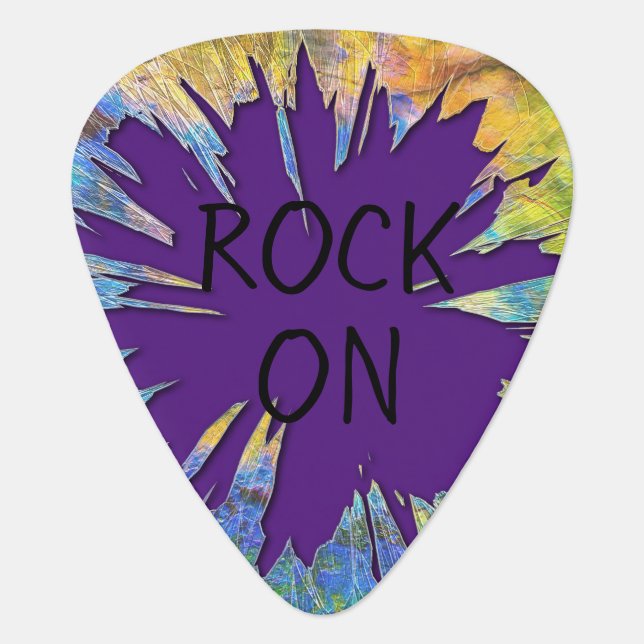 Rock On Shattered Glass Guitar Pick (Front)