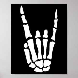 Rock On Skeleton Hand Sign - Minimalistic Hallowee
