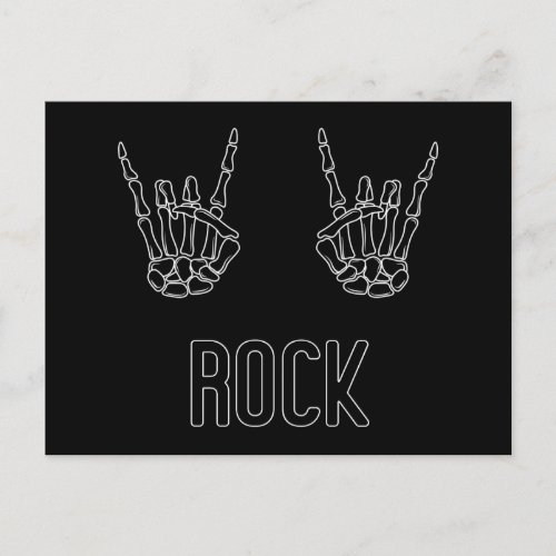 Rock on Skeleton Hands Invitation Postcard