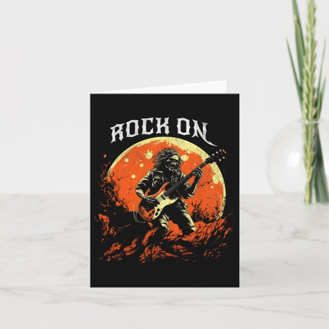Rock On Skeleton Playing Guitar Rock And Roll Hall Card (Front)