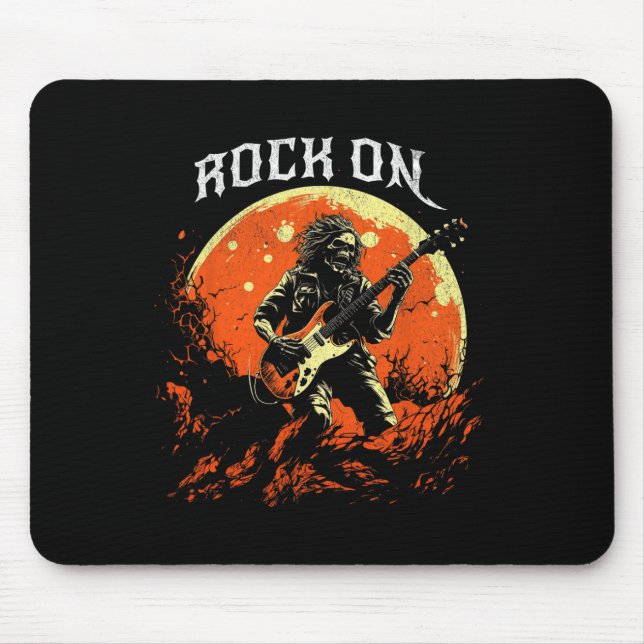Rock On Skeleton Playing Guitar Rock And Roll Hall Mouse Pad (Front)