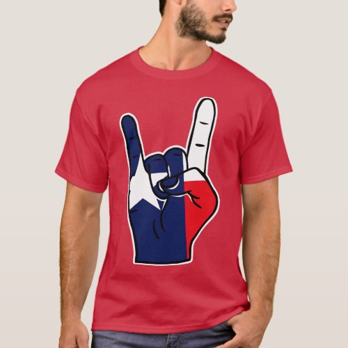 Rock On Texas Lone State Flag Proud Texan Rock Han T_Shirt