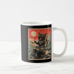 Rock On Vintage Drummer Cat Cool Band Style Gift  Coffee Mug