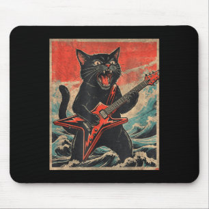 Rock On Vintage Guitarist Cat Cool Band Style Gift Mouse Pad