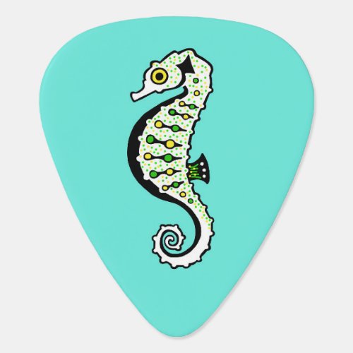 Rock on  _ wild oceans _SEAHORSE _ turquoise  Guitar Pick