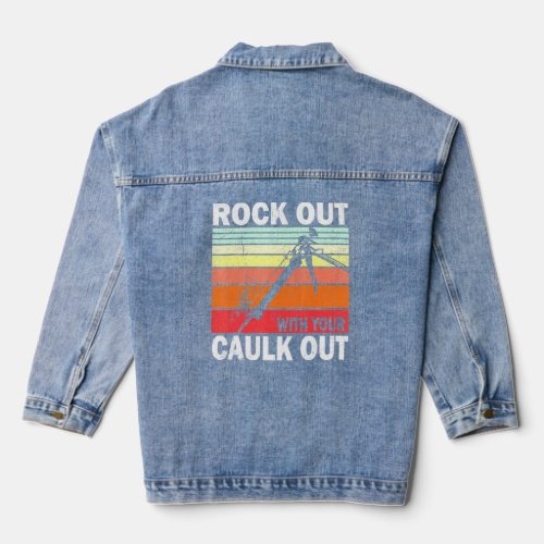 Rock Out With Your Caulk Out Construction Worker L Denim Jacket