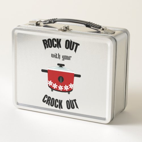 Rock Out with your Crock Out Red Black Metal Lunch Box