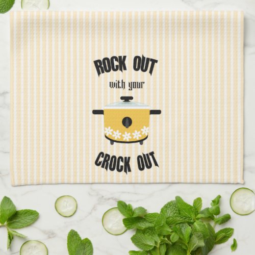 Rock Out with your Crock Out Yellow Kitchen Towel