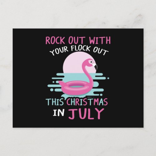 Rock Out With Your Flock Out Christmas In July Announcement Postcard