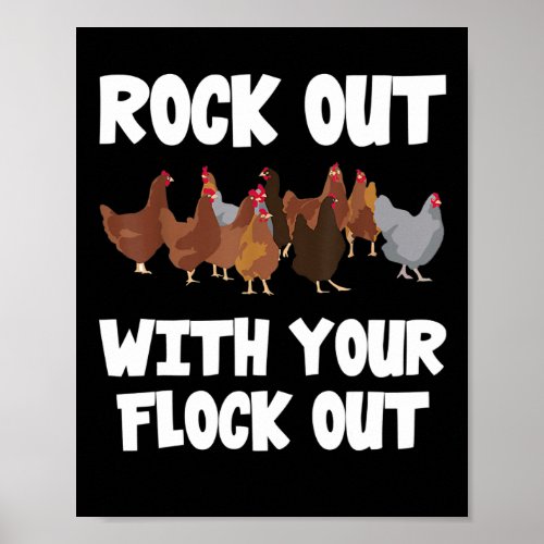 Rock Out With Your Flock Out Funny Chicken 210 Poster