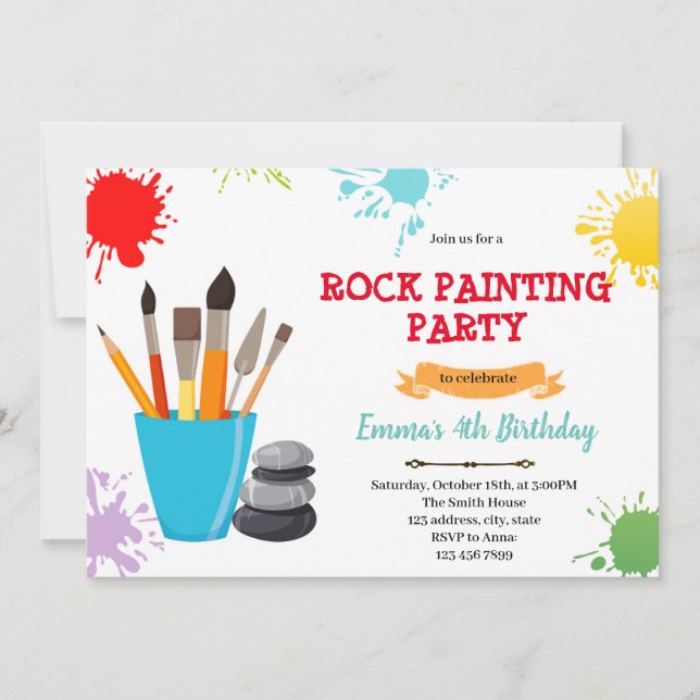 Rock painting birthday invitation (Front)