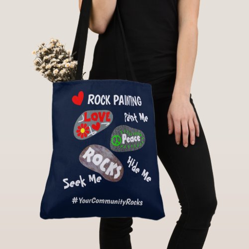 Rock Painting Community Personalized Hashtag Tote Bag