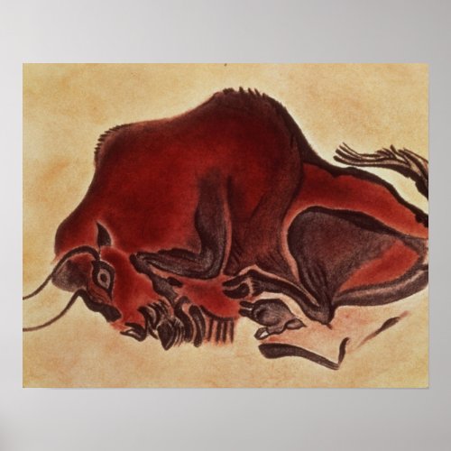 Rock painting of a bison late Magdalenian Poster