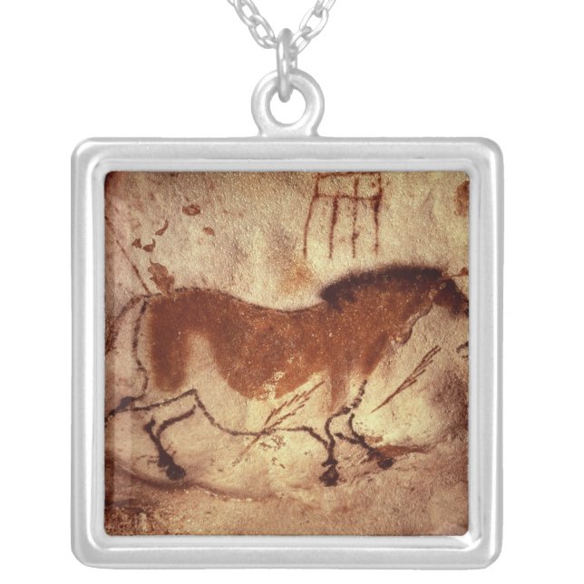 Rock painting of a horse, c.17000 BC Silver Plated Necklace (Front)
