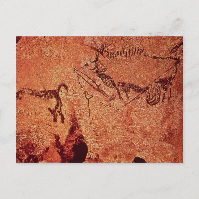 Rock painting of a hunting scene, c.17000 BC Postcard (Front)