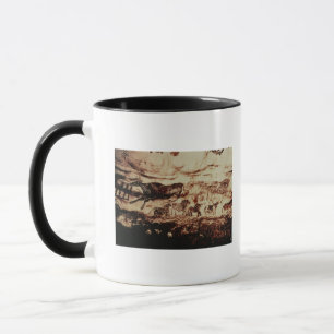 Rock painting of a leaping cow mug