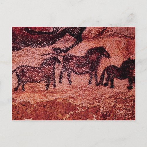 Rock painting of tarpans  c17000 BC Postcard