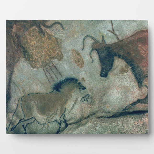 Rock painting showing a horse and a cow, c.17000 B Plaque (Front)