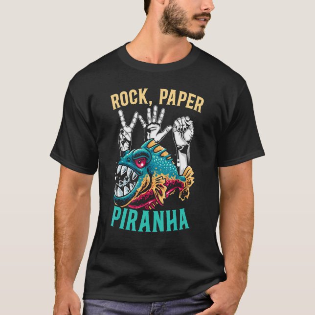 Rock Paper Piranha Whisperer Fish  Aquarist Fishke T-Shirt (Front)