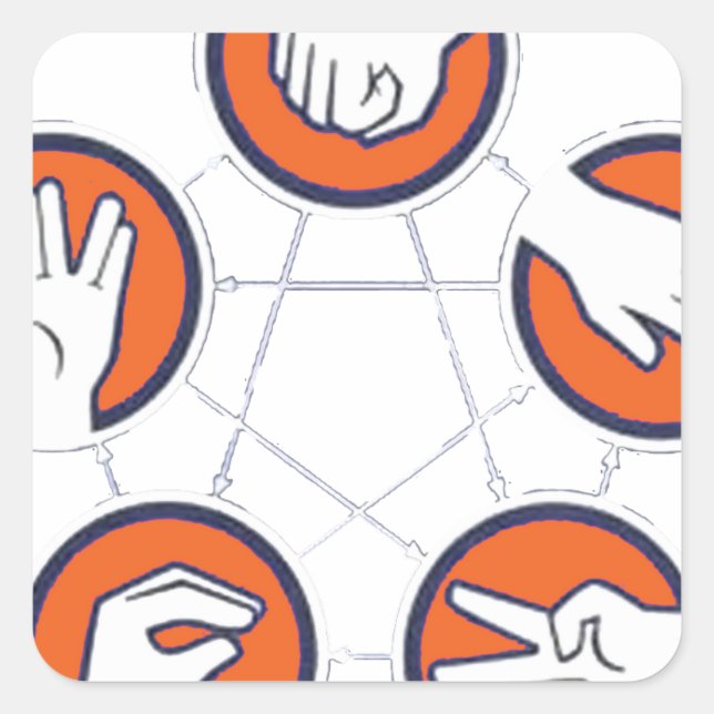 Rock Paper Scissor Lizard Spock Square Sticker (Front)