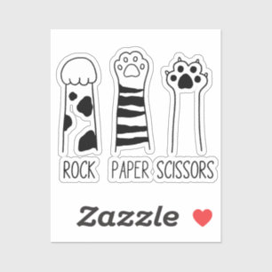 Rock Paper Scissors Adorable Cat Paws Funny Sticker