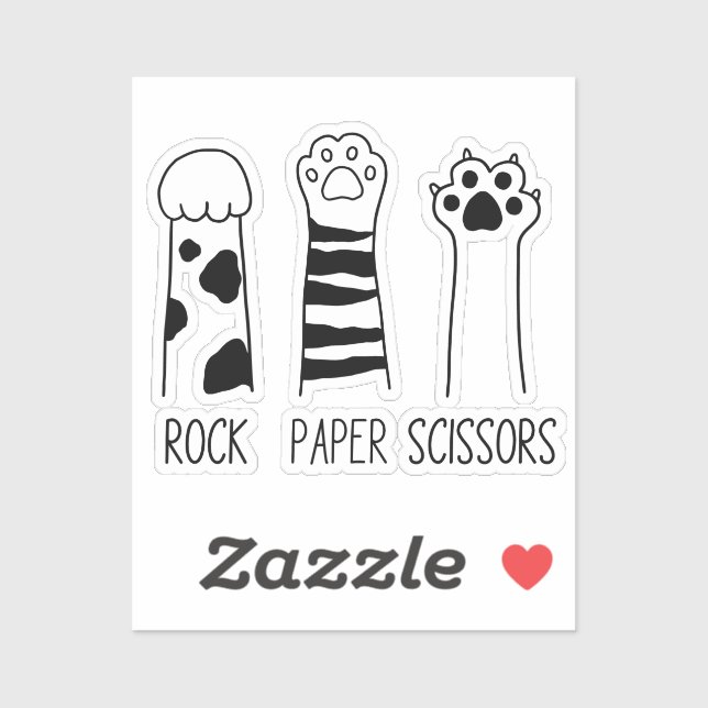 Rock Paper Scissors Adorable Cat Paws Funny Sticker (Sheet)