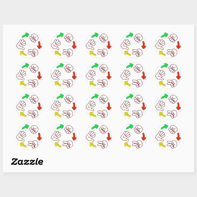 Rock-paper-scissors basic game classic round sticker (Sheet)