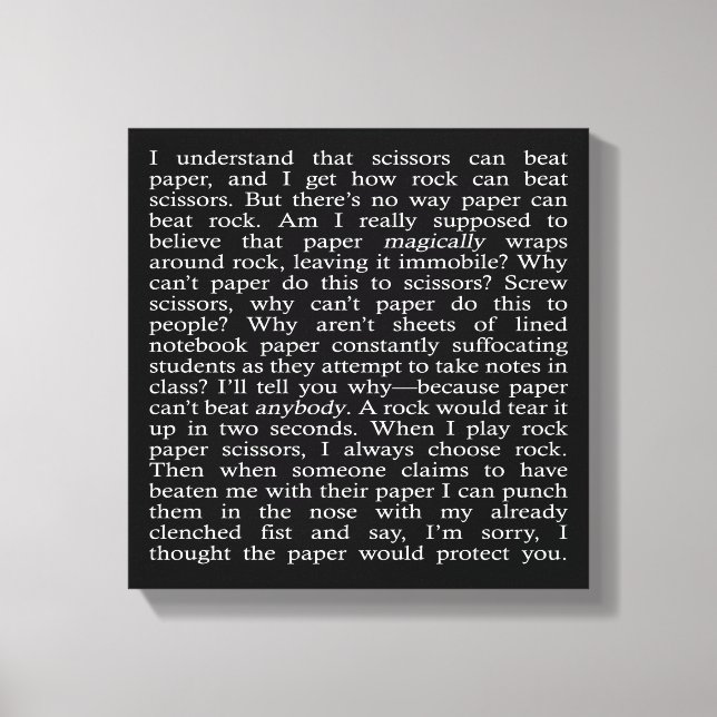 Rock, paper, scissors canvas print (Front)