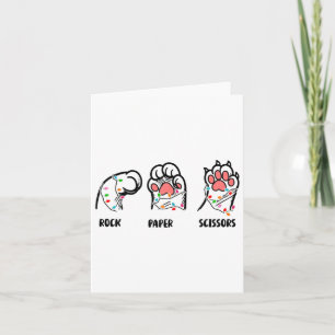 Rock Paper Scissors Cat Paws Christmas Cat Lover F Card