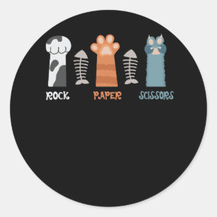 Rock Paper Scissors Cat Paws Cute Kitten Pet Anima Classic Round Sticker