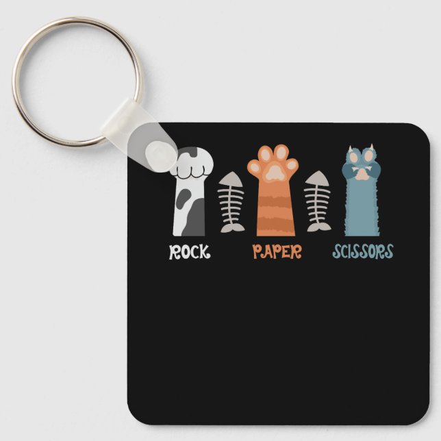 Rock Paper Scissors Cat Paws Cute Kitten Pet Anima Keychain (Front)