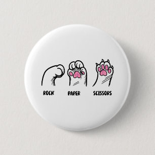Rock Paper Scissors Cat Paws Funny Cat Lover Kitte Button