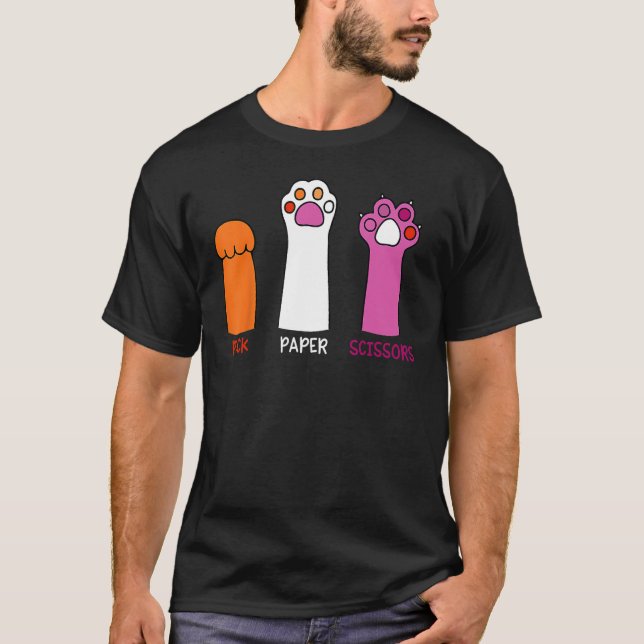 Rock Paper Scissors Cat Paws LGBT Gay Lesbian Tran T-Shirt (Front)