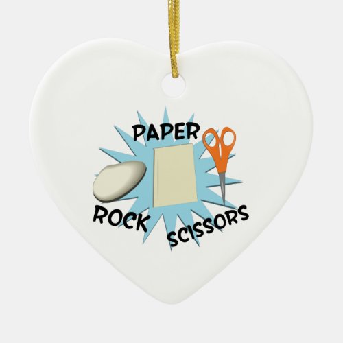 Rock Paper Scissors Ceramic Ornament