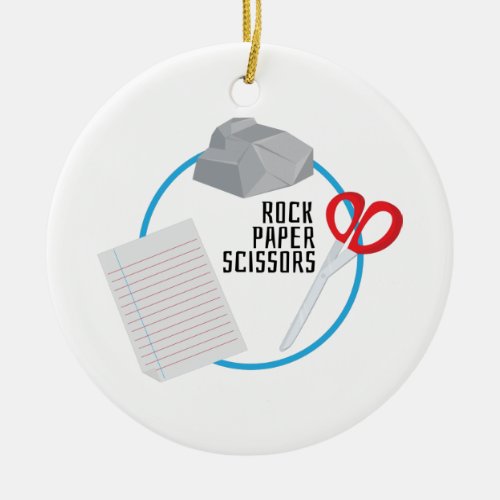 Rock Paper Scissors Ceramic Ornament