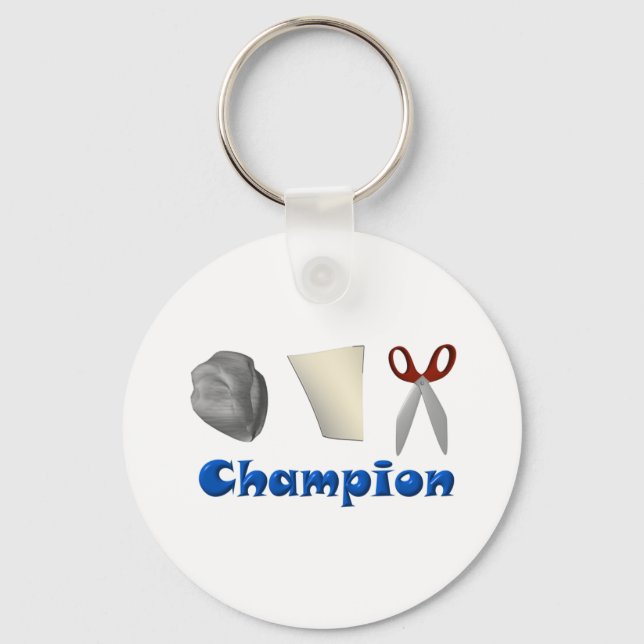Rock Paper Scissors Champ Keychain (Front)