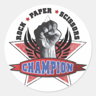 Rock, Paper, Scissors Champion Classic Round Sticker