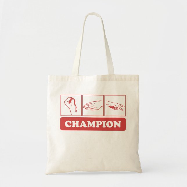 Rock Paper Scissors Champion Tote Bag (Front)