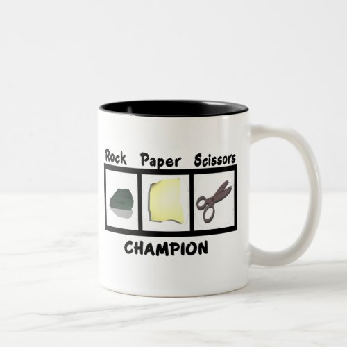 Rock Paper Scissors Champion Two_Tone Coffee Mug