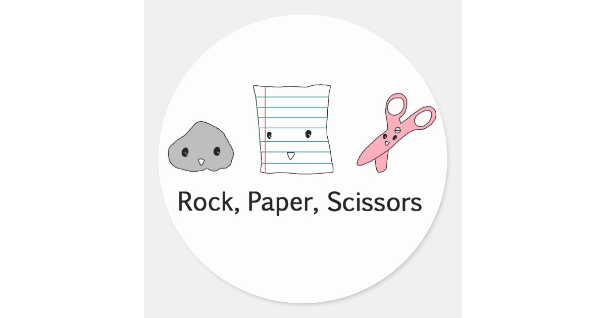 Rock Paper Scissors Classic Round Sticker, Zazzle